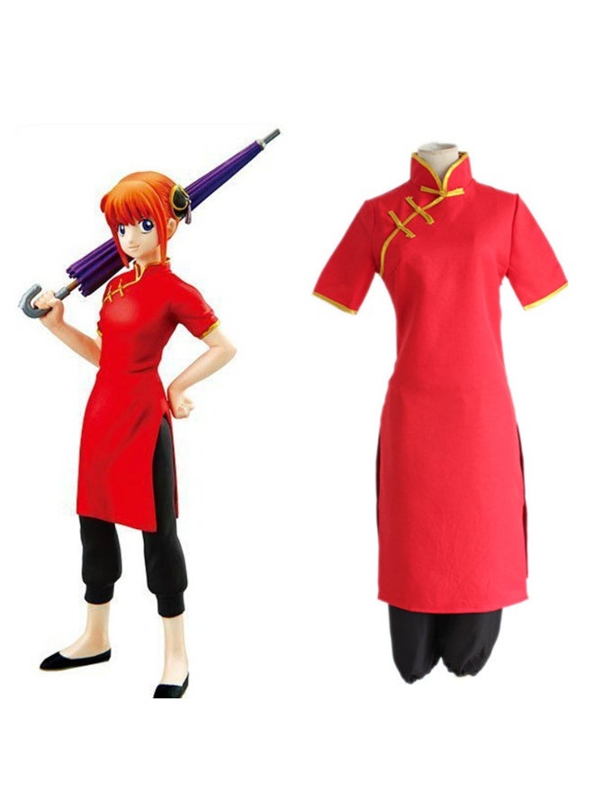 NIBEMINENT Gintama Kagura Kung Fu costume, cheongsam and black trousers Halloween cosplay costume