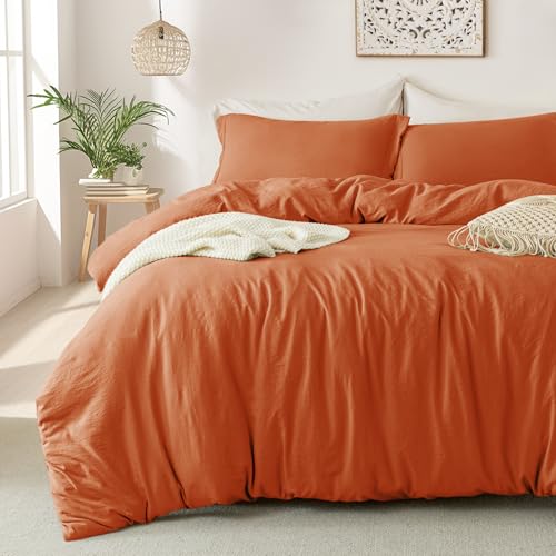 MILDLY Super Soft Duvet Cover  100 Washed Microfiber Rust Comforter Cover Set 3 Pieces with Zipper Closure  Corner Ties No Comforter