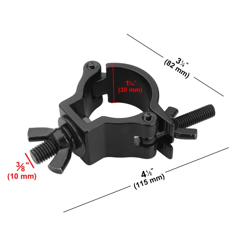 GBGS GBGS 10 Pcs Black 2" Truss Lighting Clamps,F34 Truss O-Clamp for DJ Stage Light,Max Load 220lb  - Image 5