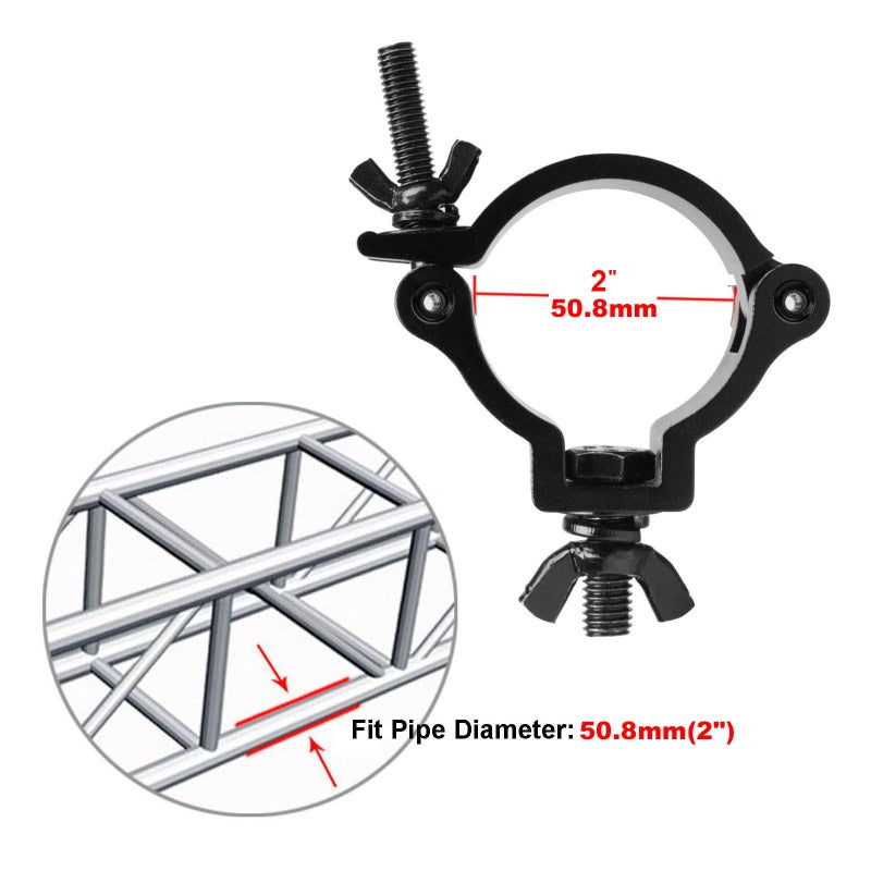 GBGS GBGS 10 Pcs Black 2" Truss Lighting Clamps,F34 Truss O-Clamp for DJ Stage Light,Max Load 220lb  - Image 3