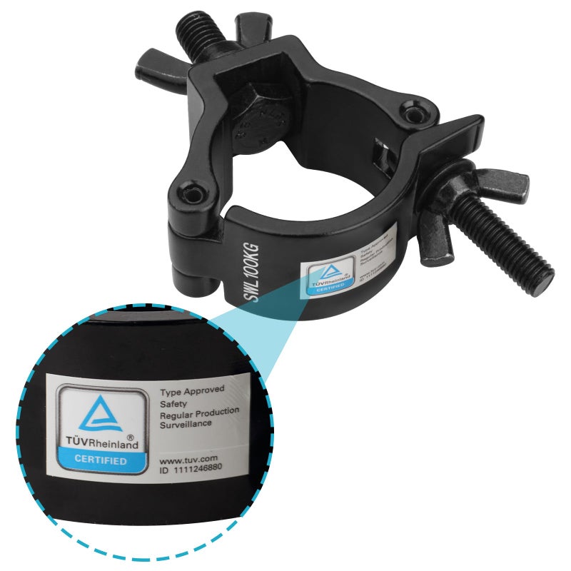 GBGS GBGS 10 Pcs Black 2" Truss Lighting Clamps,F34 Truss O-Clamp for DJ Stage Light,Max Load 220lb  - Image 2
