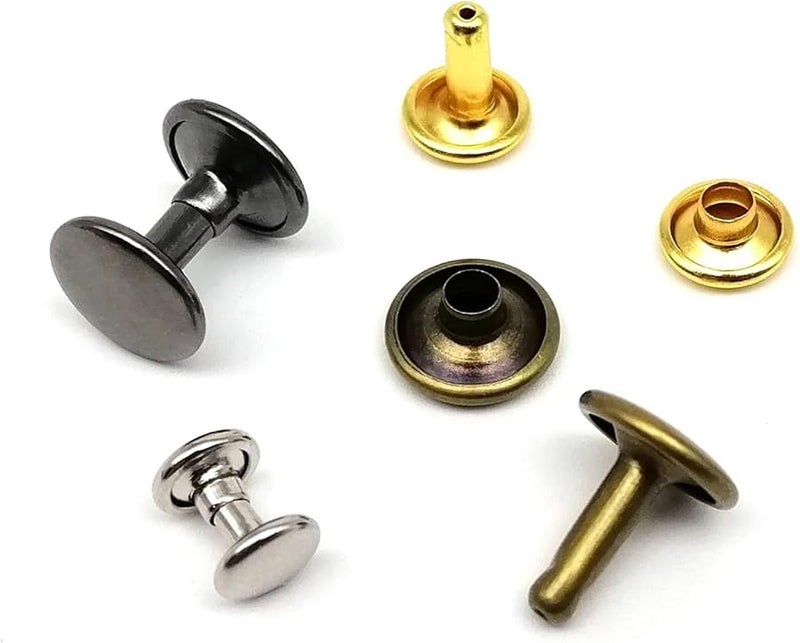 Double Cap Rivets 8x6mm Gold Metal Round Rivets for Leather Craft Belt Bag Shoe Repair - Image 5