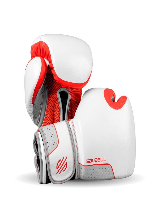 Sanabul Hyperstrike Boxing Gloves for Women, Kickboxing MMA Muay Thai Gloves, Training Sparring Punching Heavy Bag, Red/White 12 oz - Image 1