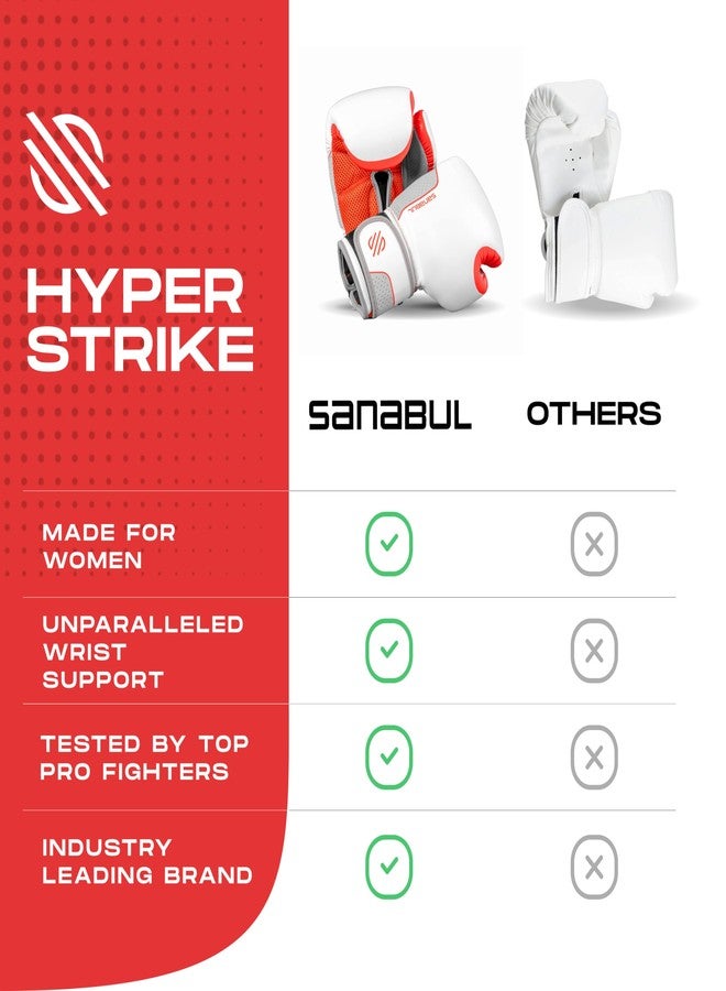 Sanabul Hyperstrike Boxing Gloves for Women, Kickboxing MMA Muay Thai Gloves, Training Sparring Punching Heavy Bag, Red/White 12 oz - Image 4