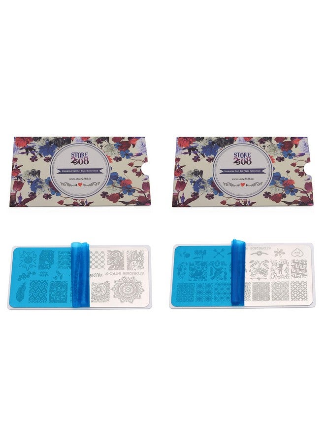 STORE 2508 Store2508 Nail Stamping Kit with 2 Rectangular Image Plates (Assorted colors) - Image 2