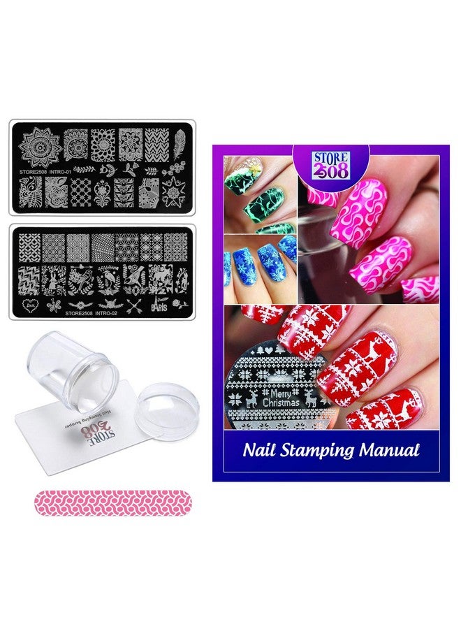 STORE 2508 Store2508 Nail Stamping Kit with 2 Rectangular Image Plates (Assorted colors) - Image 1
