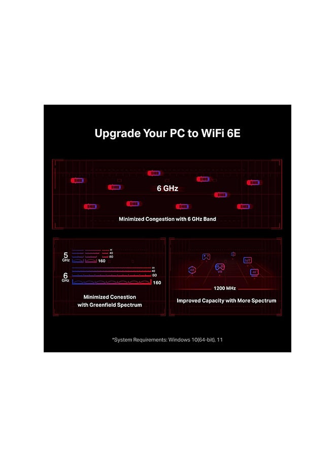 تي بي لينك محول لاسلكي ثلاثي النطاق من Archer TXE75E لبطاقة PCIe WiFi 6E AX5400 مع Bluetooth 5.2 WPA3 MU MIMO OFDMA ومشتت حراري وحامل منخفض الارتفاع يدعم Windows 1064bit - Image 3