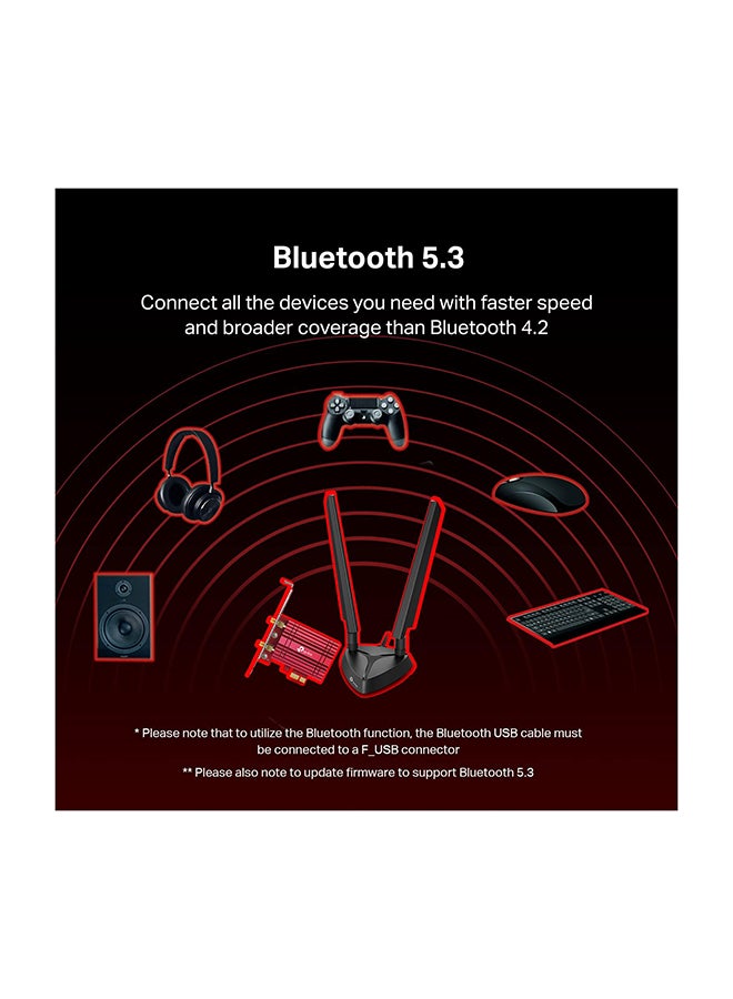 تي بي لينك محول لاسلكي ثلاثي النطاق من Archer TXE75E لبطاقة PCIe WiFi 6E AX5400 مع Bluetooth 5.2 WPA3 MU MIMO OFDMA ومشتت حراري وحامل منخفض الارتفاع يدعم Windows 1064bit - Image 5