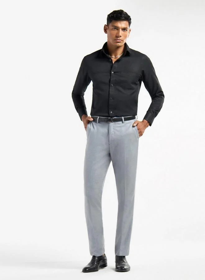 Splash FAV Solid Regular Fit Trousers with Pockets and Button Closure