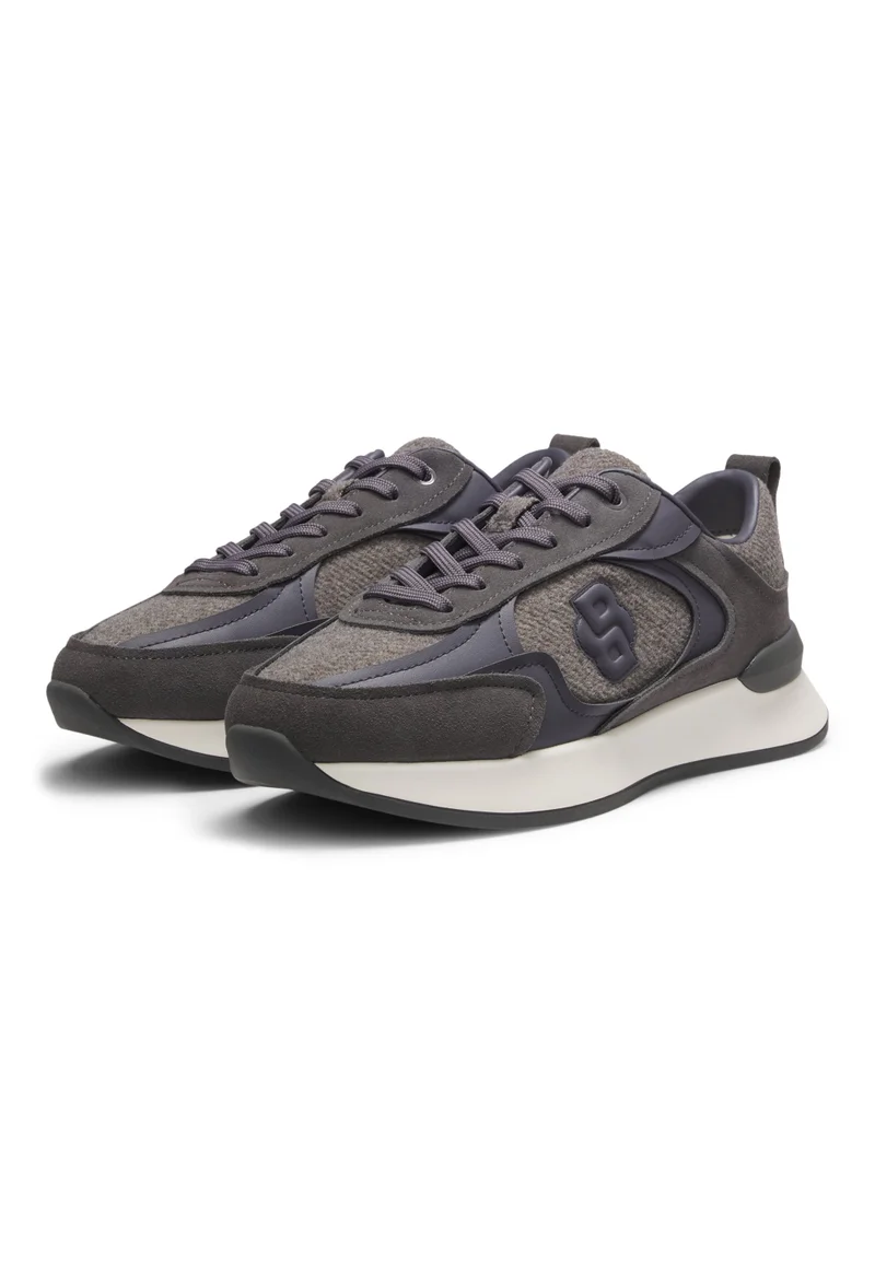 BOSS Retro-inspired trainers with wool-look trims