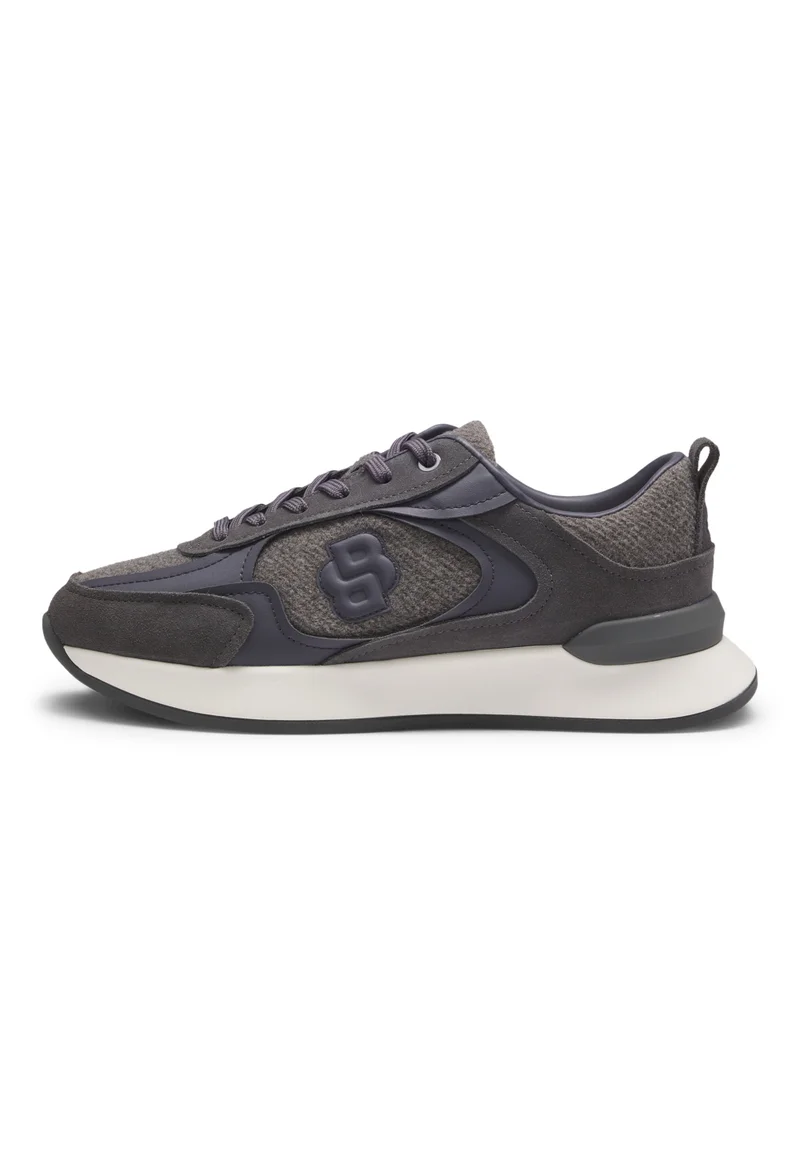 BOSS Retro-inspired trainers with wool-look trims