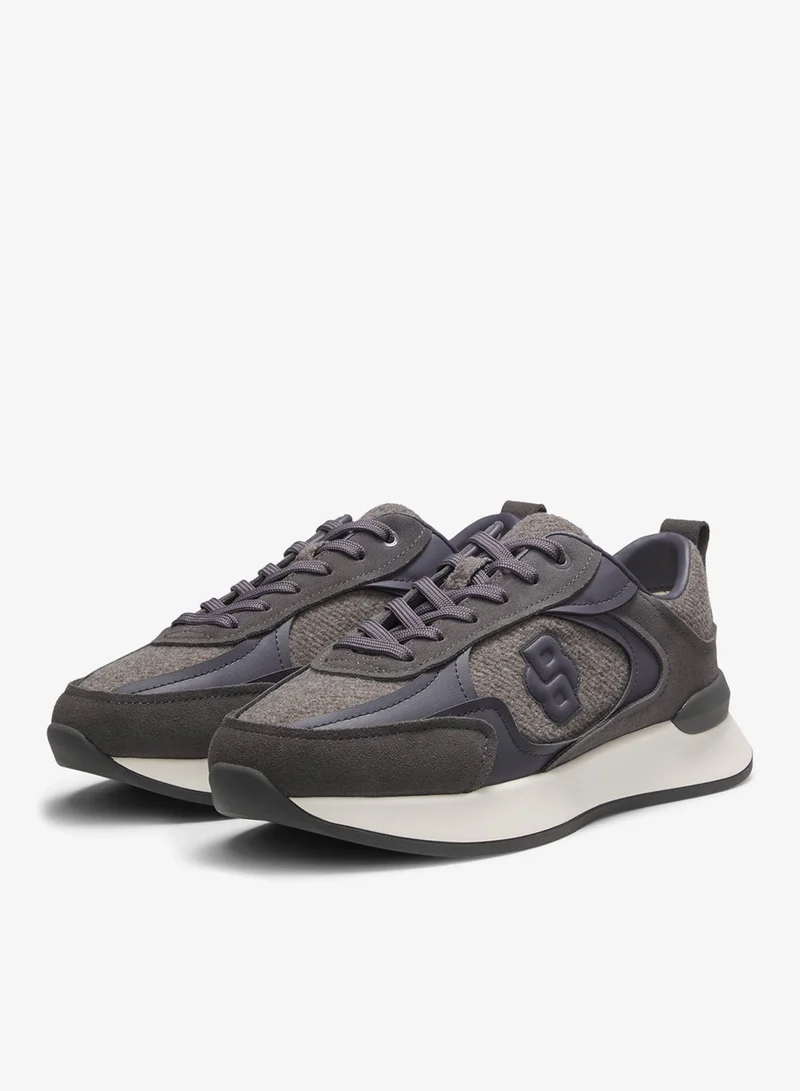 BOSS Retro-inspired trainers with wool-look trims