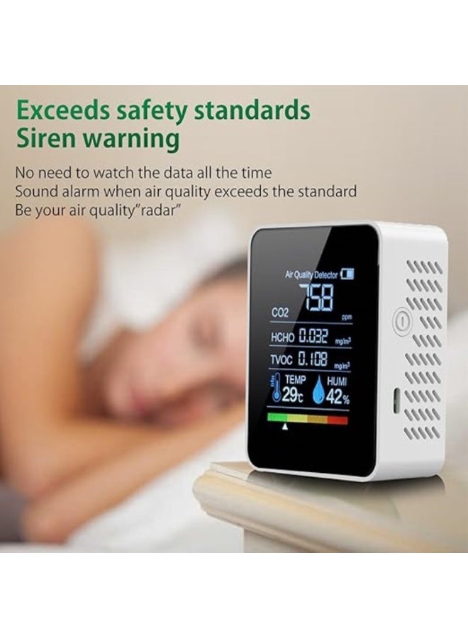 M MIAOYAN Air quality monitor, professional air quality detector with CO2 monitor/formaldehyde/TVOC/temperature/humidity, suitable for home, hotel, office, car - Image 4