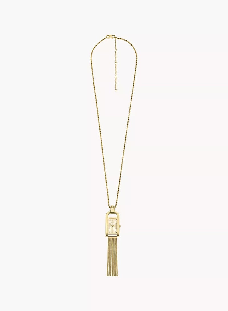 FOSSIL Women Harwell Three-Hand Gold-Tone Stainless Steel Watch Necklace ES5373 - Image 3