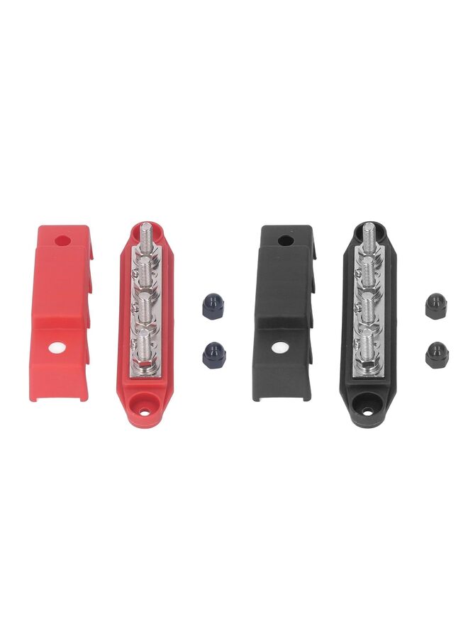 2PCS Bus bar 12V Power Distribution Blocks 250A Busbar 4 x 3/8" Terminal Studs M8 Screws  Busbar with Cover Power Distribution Blocks for Marine, Automotive, Solar Wiring  - Image 3