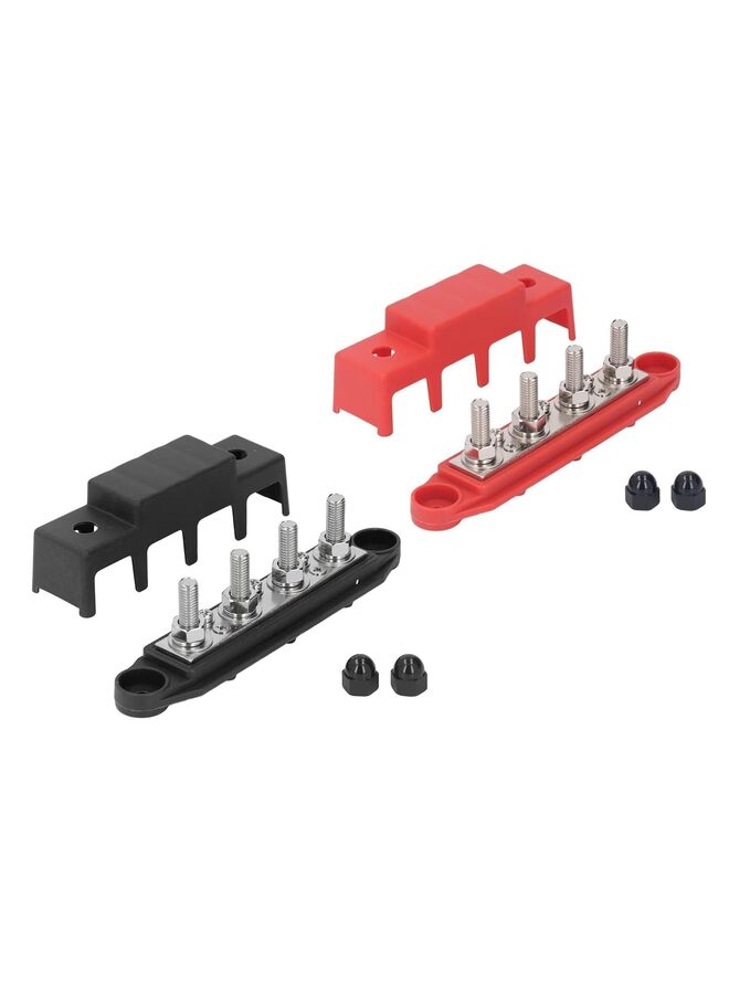 2PCS Bus bar 12V Power Distribution Blocks 250A Busbar 4 x 3/8" Terminal Studs M8 Screws  Busbar with Cover Power Distribution Blocks for Marine, Automotive, Solar Wiring  - Image 4