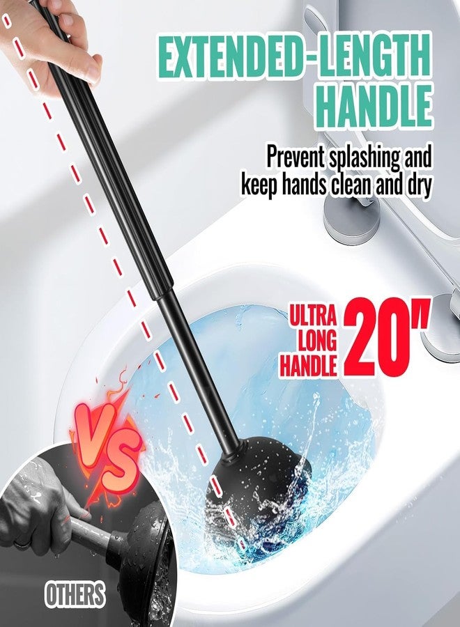 OSAMEDA 2 Pack 4 in 1 Toilet Brush and Plunger Set with Crevice Cleaning Brush, Toilet Plunger and Brush Set with Extra Long Handle, Plungers for Bathroom Accessories, Toilet Plunger with Holder, Black, Pack - Image 3