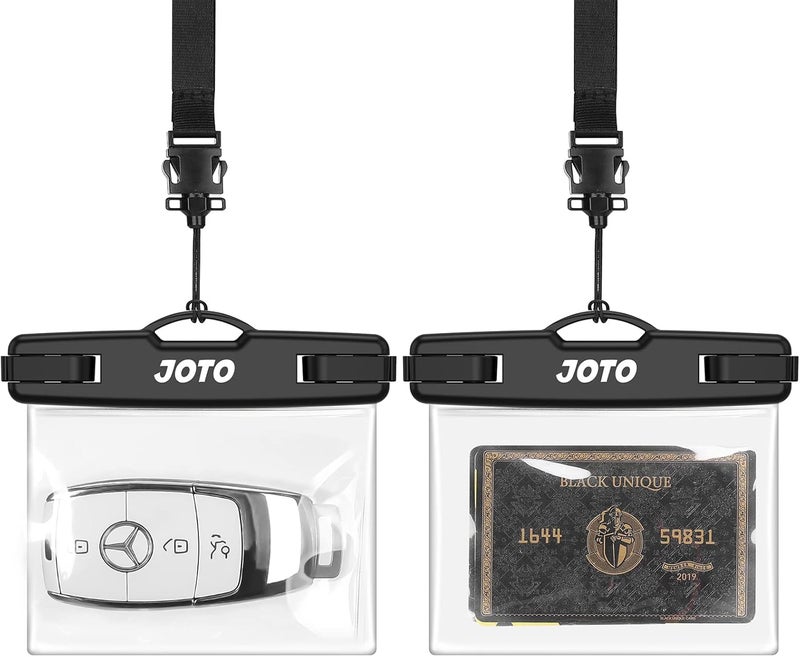 JOTO 2 Pack Waterproof Key FOB Holder Pouch with Keychain, Small Waterproof Pouch Dry Bag Car Key Case for Swimming Money Credit ID Card Cash, Waterproof Wallet for Jeep Honda Toyota Nissan -Black - Image 1