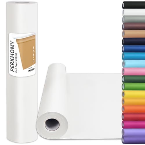 PH PERKHOMY PerkHomy Craft Paper Roll 17.5" x 1,200" (100') White Kraft Easel Paper for Kids Gift Wrapping Bulletin Board Art Bouquet Flower Packing Moving Shipping Floor Covering Table (White, 17.5" x 100') - Image 1