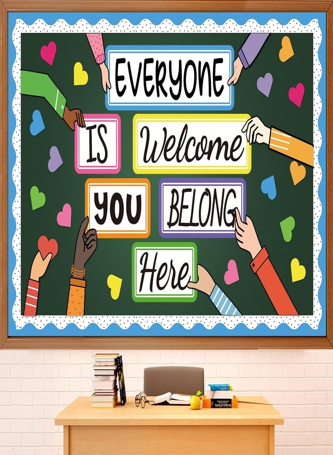 CHUNNIN 51PCS Everyone is Welcome Bulletin Board You Belong Here Classroom Bulletin Board Decorations Motivational Heart Hand Paper Cutouts for School Classroom Office Home Chalkboard Decor Wall Door Supplies - Image 1