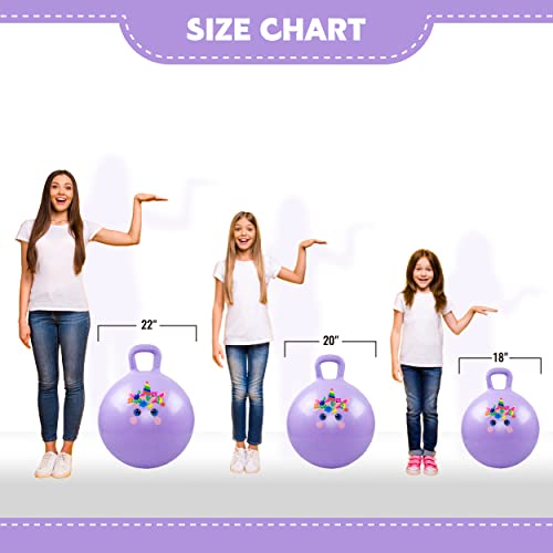EVERICH TOY كرة قفز EVERICH، ألعاب قفز وحيد القرن للأطفال، كرة قفز بقطر 18 بوصة مع مقبض، كرة قفز قابلة للنفخ باللون الأرجواني، هدايا للأطفال من الأولاد والبنات - Image 4