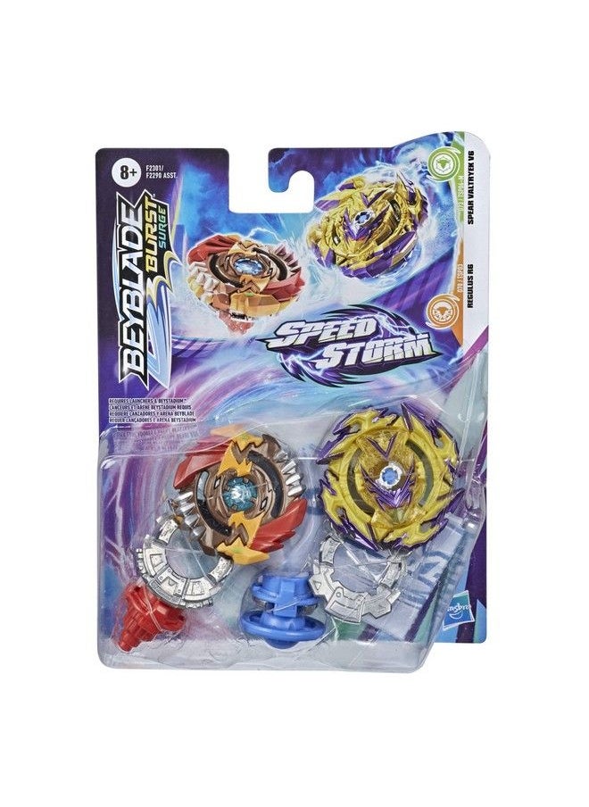 BeyBlade - Burst Surge Speedstorm Spear Valtryek V6 And Regulus R6 Spinning Top Dual Pack 2 Battling Game Top Toy For Kids Ages 8 And Up - Image 1