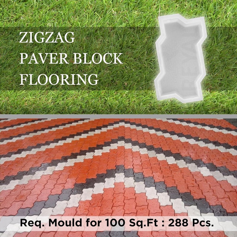 Reyal ZigzagUnipaver Block Mould Pack of 3 PLASTIC Make in India PP Mould Outdoor Paving Stone Maker - Image 5