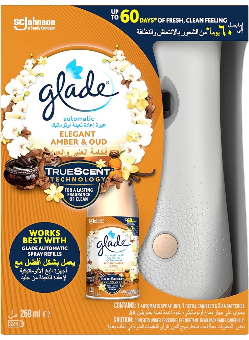 Glade Automatic Spray Holder With Elegant Amber & Oud Air Freshener Upto 60 Days Of Automatic Freshness 269 ML - Image 1