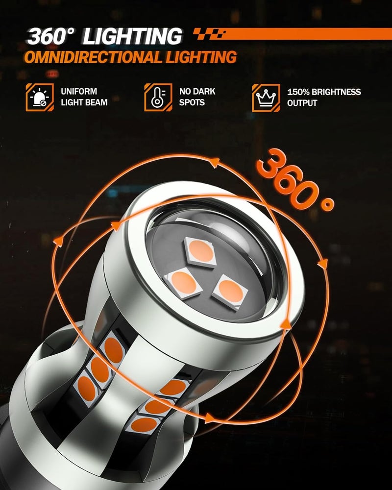 SEALIGHT 3157 LED Bulb - 2700K Amber Yellow Turn Signal Light, Pack of 2 - Image 2