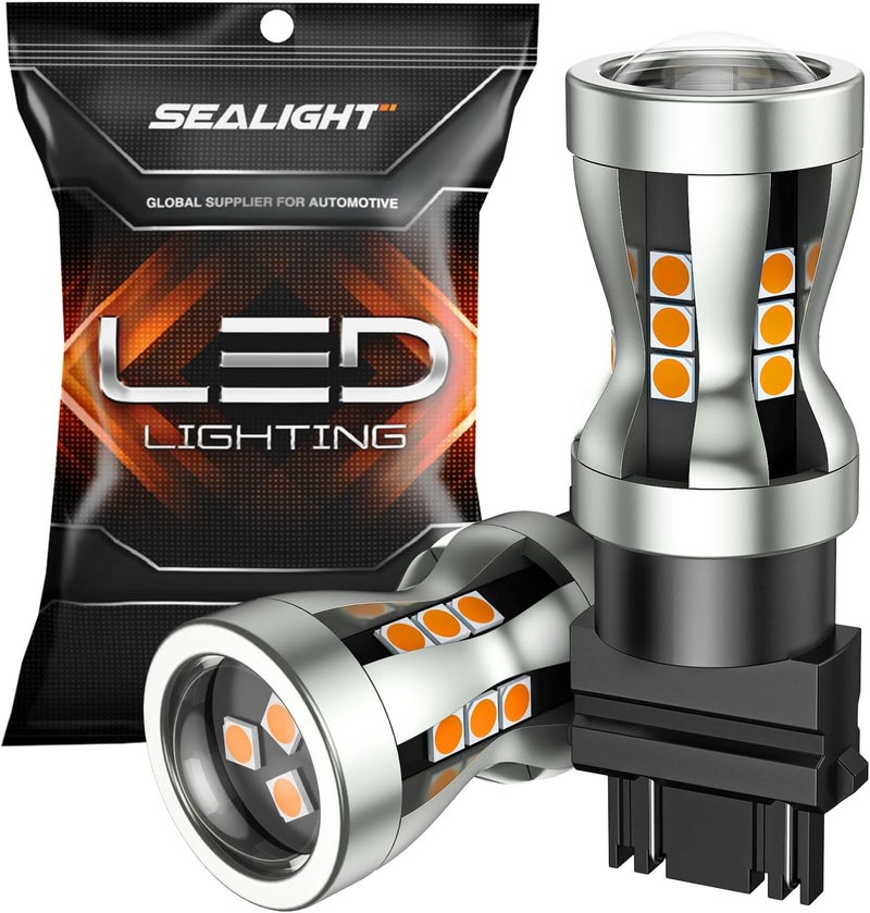 SEALIGHT 3157 LED Bulb - 2700K Amber Yellow Turn Signal Light, Pack of 2 - Image 1