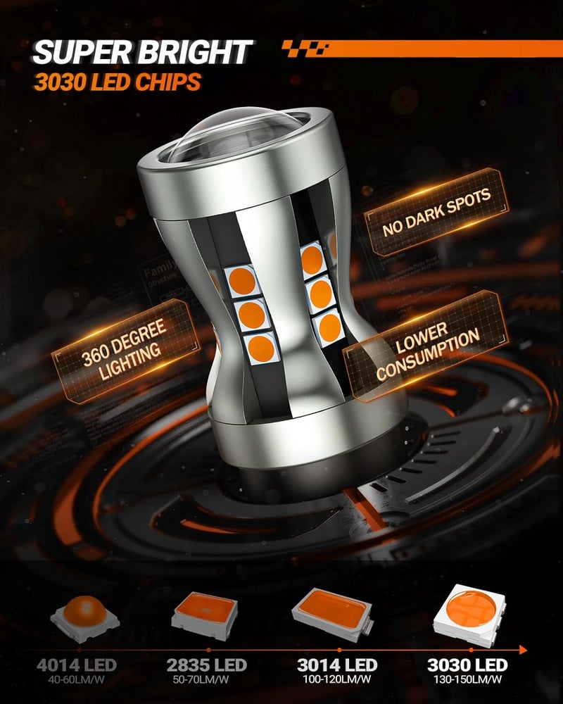 SEALIGHT 3157 LED Bulb - 2700K Amber Yellow Turn Signal Light, Pack of 2 - Image 3