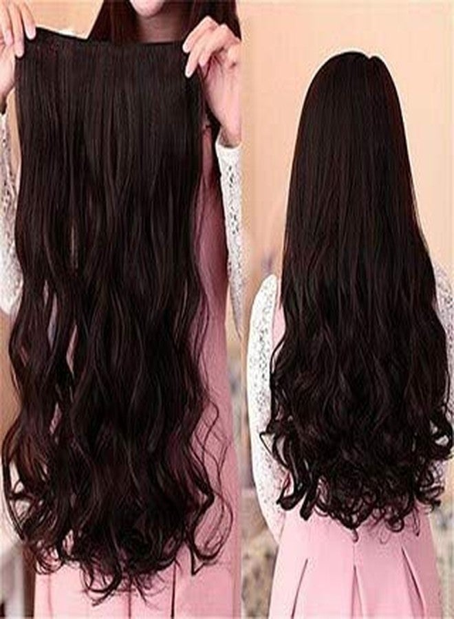 Kabello Hair Extensions, Synthetic Fibre Curly Hair Extension (Dark Brown) With 1 Rose Clip For Women, Pack Of 1 - Image 1