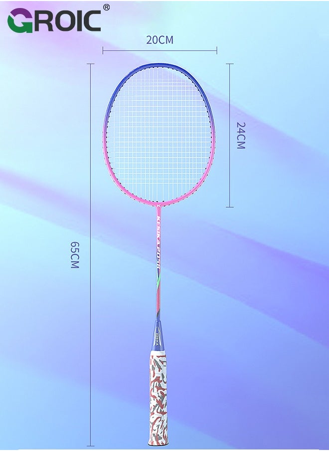 GROIC - 1 Pairs Badminton Rackets Set with 3 Badminton Balls, 2 Hand Glue, 2 Rackets Sticker and Carrying Bag Included, Upgrade Lightweight Adult Badminton Racket Set for Outdoor Sport, Professional Training - Image 1
