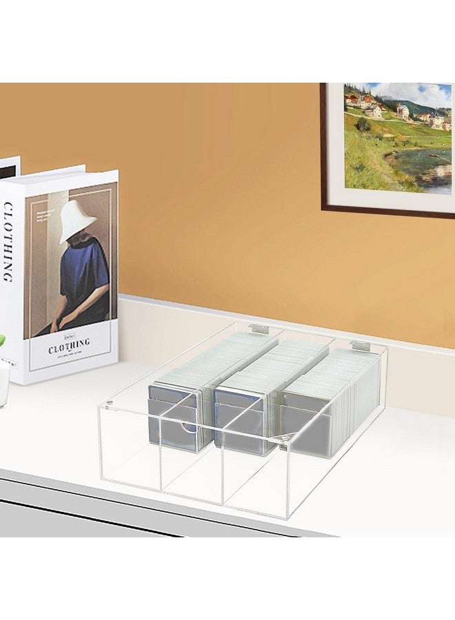 Bigfety Acrylic Card Display Case, 3 Compartment Clear Visible Trading Card Box Fits for Sports Cards, Game Cards - Image 4