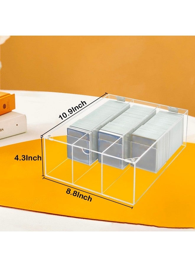 Bigfety Acrylic Card Display Case, 3 Compartment Clear Visible Trading Card Box Fits for Sports Cards, Game Cards - Image 2