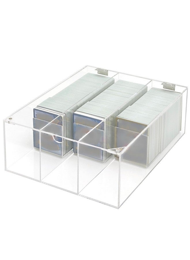 Bigfety Acrylic Card Display Case, 3 Compartment Clear Visible Trading Card Box Fits for Sports Cards, Game Cards - Image 1