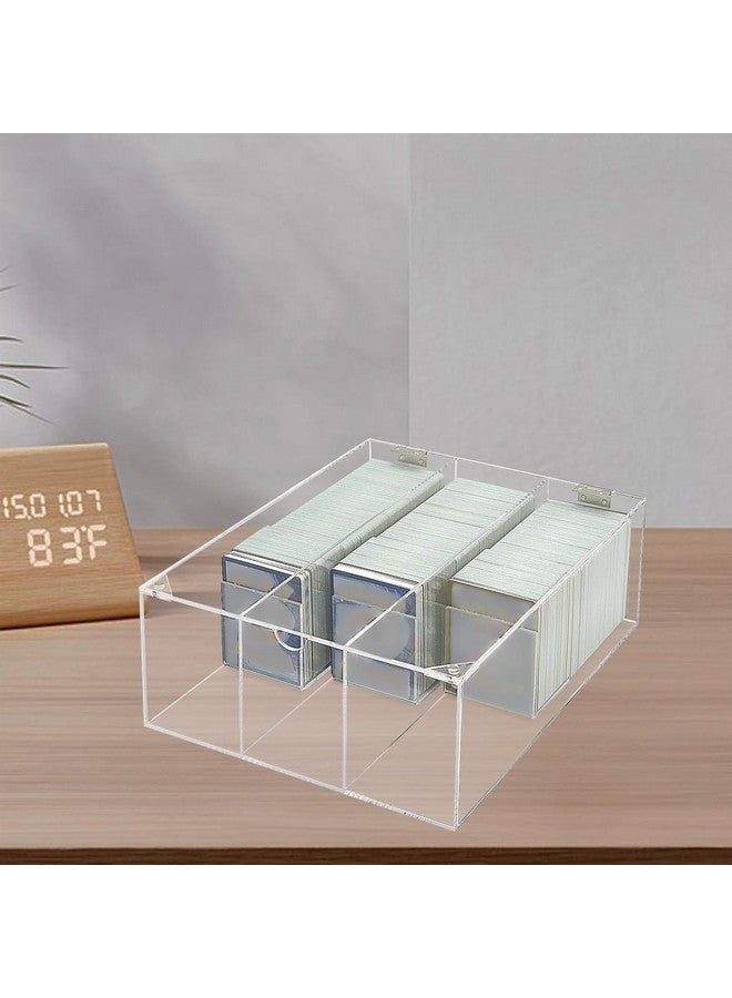 Bigfety Acrylic Card Display Case, 3 Compartment Clear Visible Trading Card Box Fits for Sports Cards, Game Cards - Image 5
