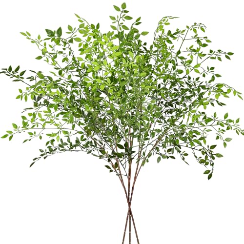 Dioty 3PCS Artificial Nandina Stems for Vase, Faux Green Spring Plant Branches, Fake Floral Eucalyptus Stems, Realistic Greenery, Décor for Office, Dining or Coffee Table, Kitchen, Living Room Floor, 43.3" - Image 1