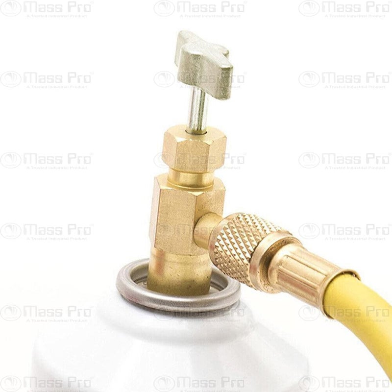 Mass Pro صنبور علبة R134A ذاتية الإغلاق مع خيط يد يمين، موصل أنثوي 1/2" ACME وموصل ذكر 1/4" SAE، يناسب شحن تكييف الهواء في السيارات R134A - Image 2
