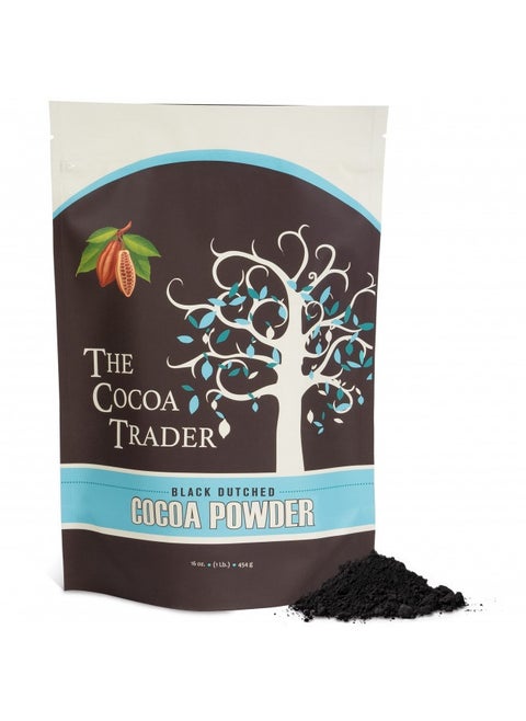 The Cocoa Trader - Black Cocoa Powder For Baking (1Lb) - Darkest Dutch Processed Cocoa Powder, Unsweetened Chocolate Flavor | Natural Substitute For Black Food Coloring, Bulk | Sugar Free, Extra Dark