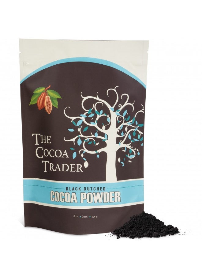 null - The Cocoa Trader - Black Cocoa Powder For Baking (1Lb) - Darkest Dutch Processed Cocoa Powder, Unsweetened Chocolate Flavor | Natural Substitute For Black Food Coloring, Bulk | Sugar Free, Extra Dark - Image 1