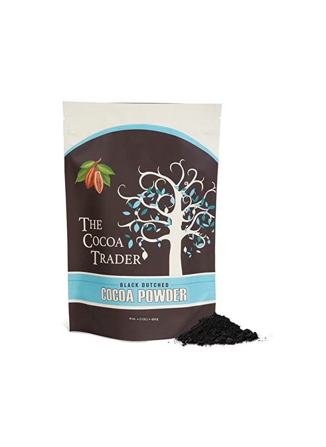 null - The Cocoa Trader - Black Cocoa Powder For Baking (1Lb) - Darkest Dutch Processed Cocoa Powder, Unsweetened Chocolate Flavor | Natural Substitute For Black Food Coloring, Bulk | Sugar Free, Extra Dark - Image 1