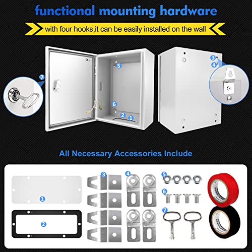 TOCRETOARE Outdoor Electrical Junction Box, 16x 12 x 8'' NEMA 4X Enclosure Box, Wall Mounted IP66 Waterproof & Dustproof Lockable Metal Junction Box - Image 4