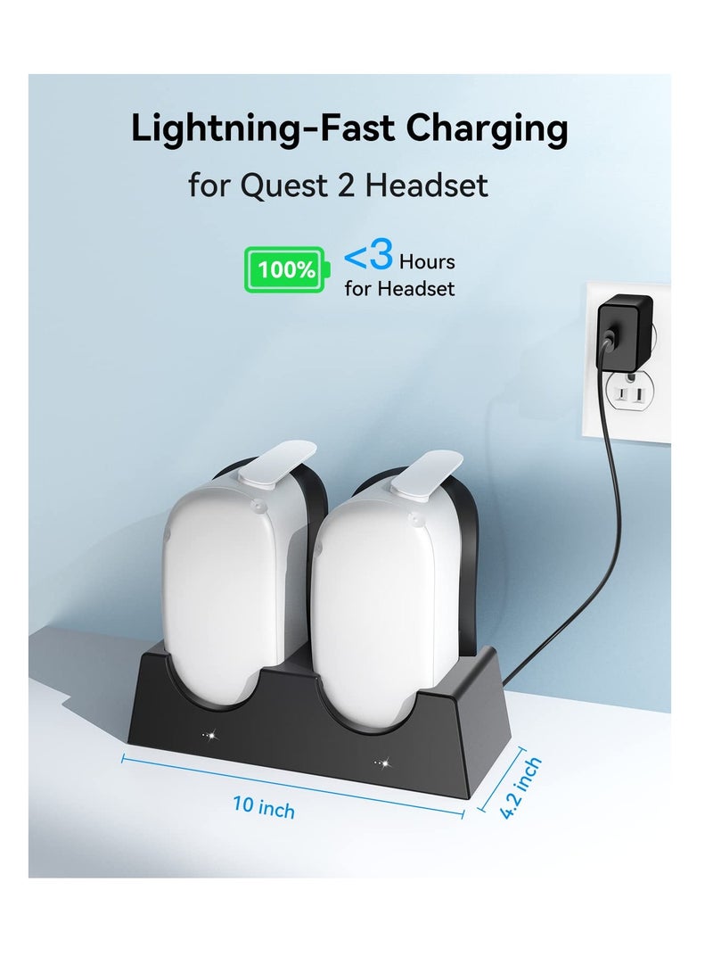 Excefore Quest 2 Dual Charging Dock, 2 in 1 Charging Stand with 1.5M USB-C Link Cable, Suitable for Quest 2 Headset Touch Controller Accessories, Quest 2 with Charging Port Indicator - Image 2