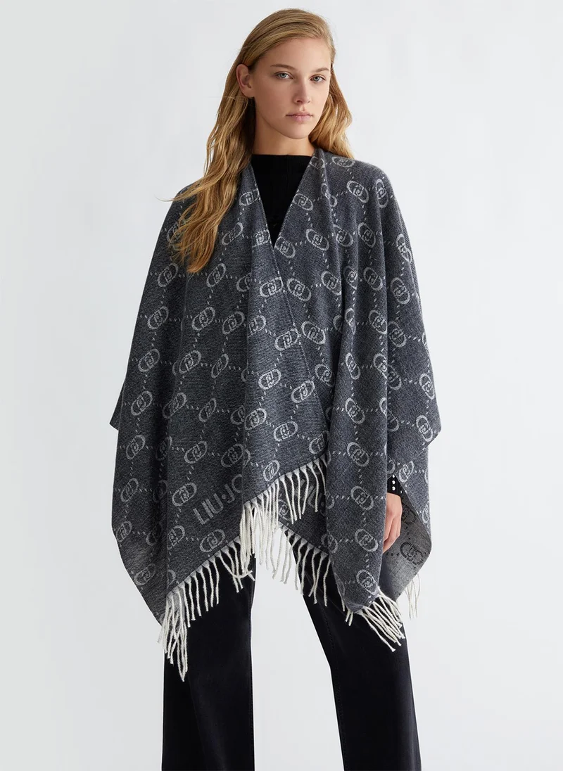 Liu Jo Poncho with jacquard monogram logo