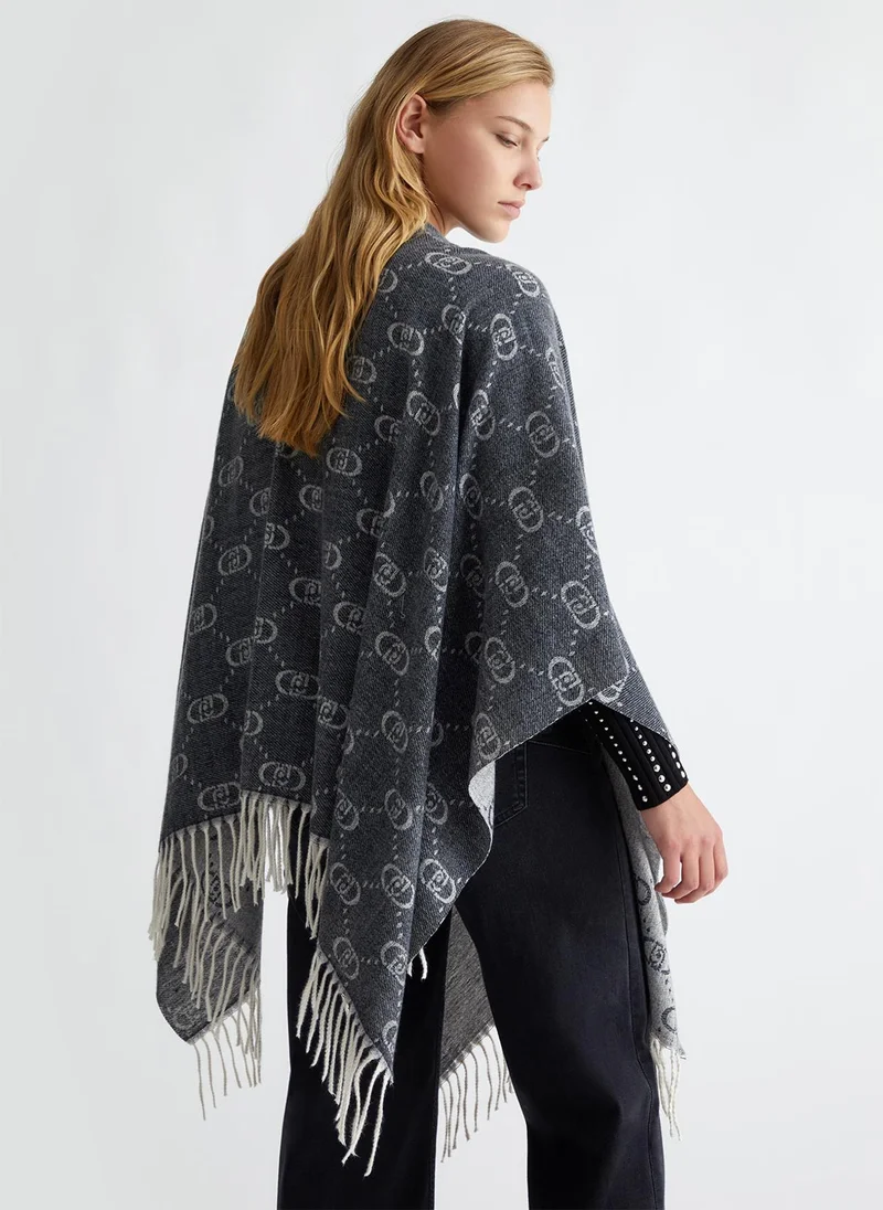 Liu Jo Poncho with jacquard monogram logo