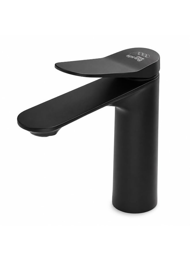 Euro Spring Eurospring Premium Matte Black Basin Faucet 100% Brass Body Single Lever Contemporary Bathroom Sink Mixer Tap Corrosion Resistant - Image 1