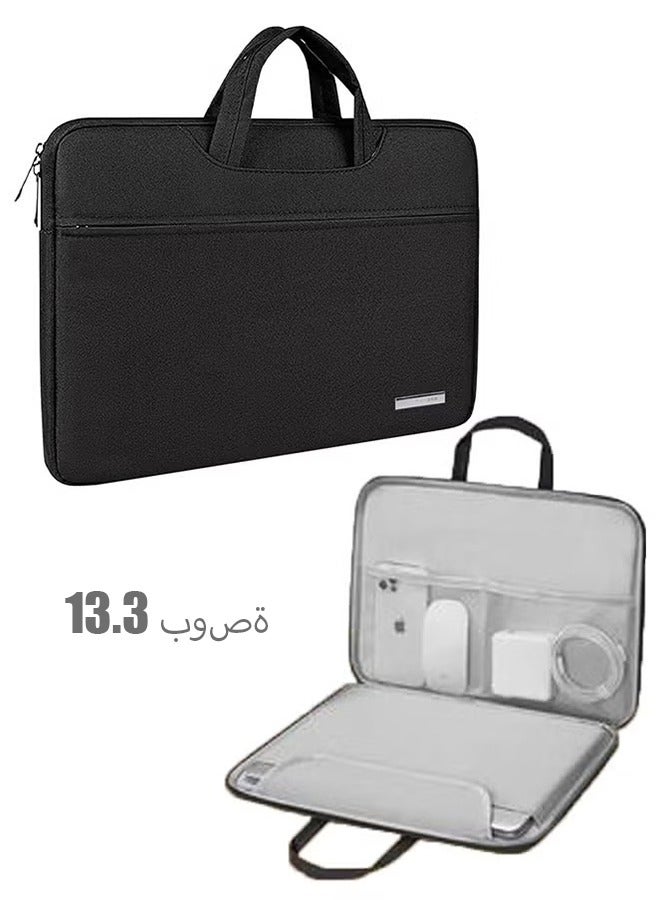 180° Opening and Closing Laptop Bag Portable Business Computer Bag with Zipper Thickened Shock Absorption Tablet Case Waterproof for MacBook Lenovo Dell HP 13.3 Inch  - Image 1