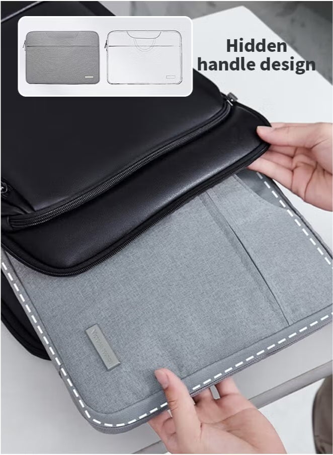 180° Opening and Closing Laptop Bag Portable Business Computer Bag with Zipper Thickened Shock Absorption Tablet Case Waterproof for MacBook Lenovo Dell HP 13.3 Inch  - Image 5