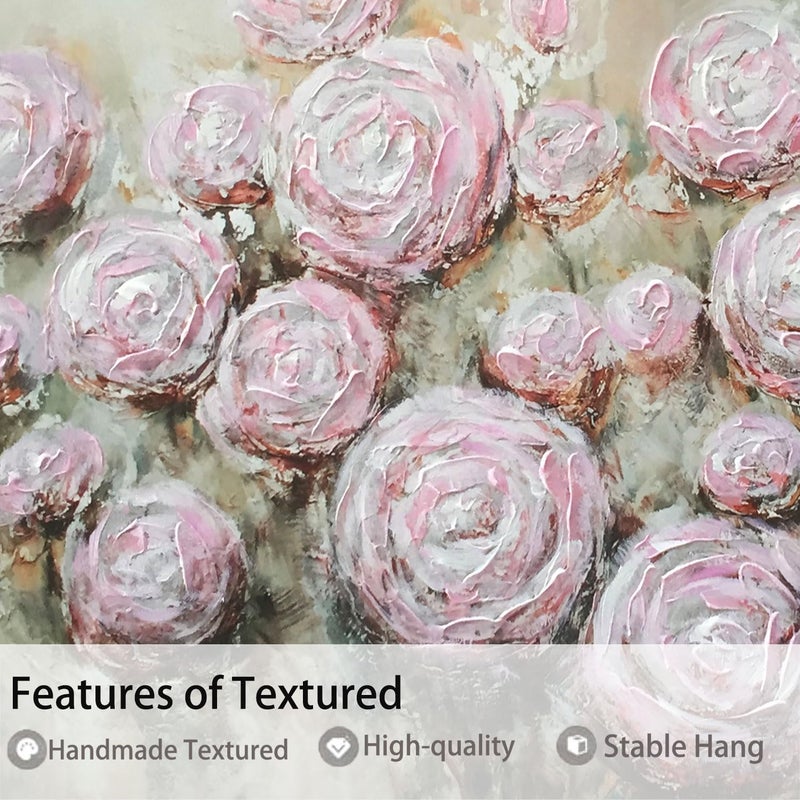 Arjun Floral Wall Art Living Room Rose Canvas Wall Art for Bedroom Flower Large Painting, Valentines Gift Textured Artwork Picture Home Office Dining Room Wall Decor, 40"x20" - Image 3